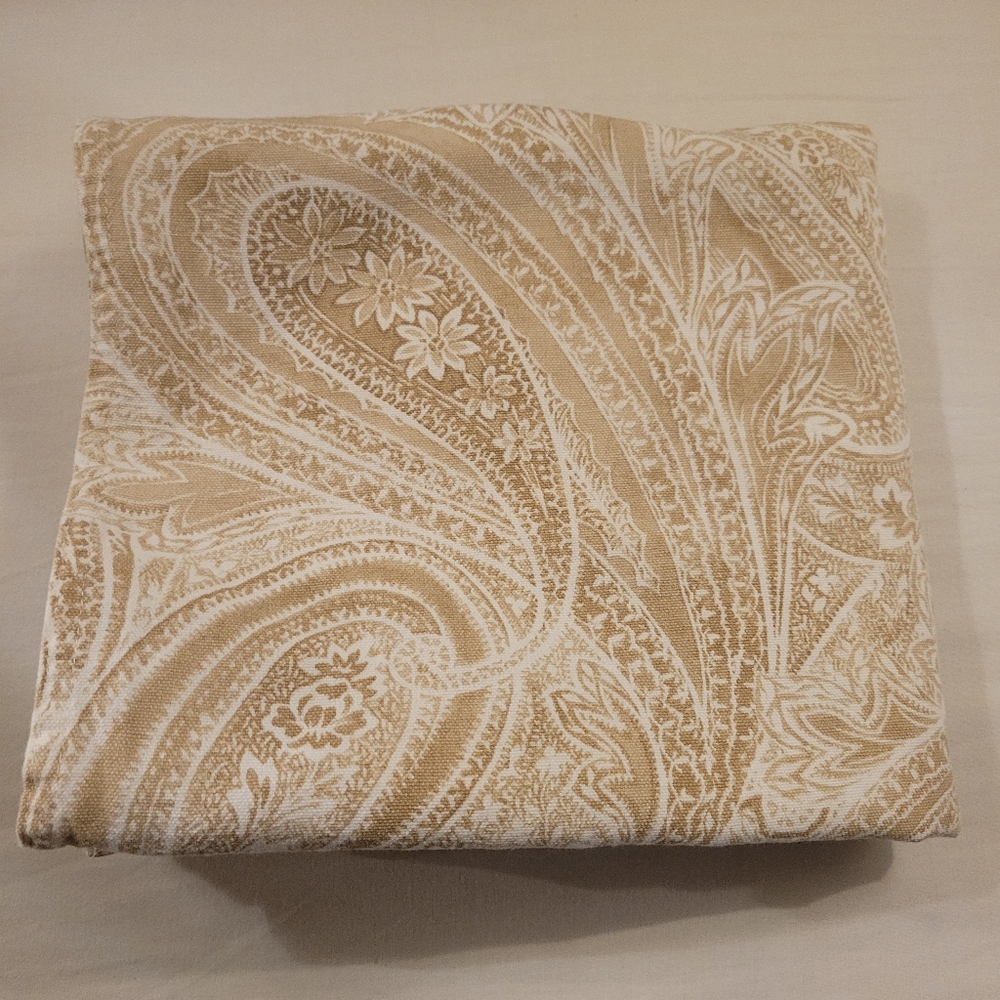 Beige Tablecloth Cotton Paisley Tone On Tone Cream Beige - Picture 7 of 7